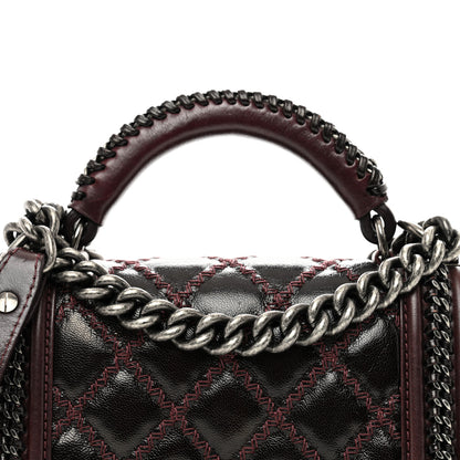Chanel Shiny Goatskin Quilted Small Boy Top Handle Flap Burgundy 5 of 11
