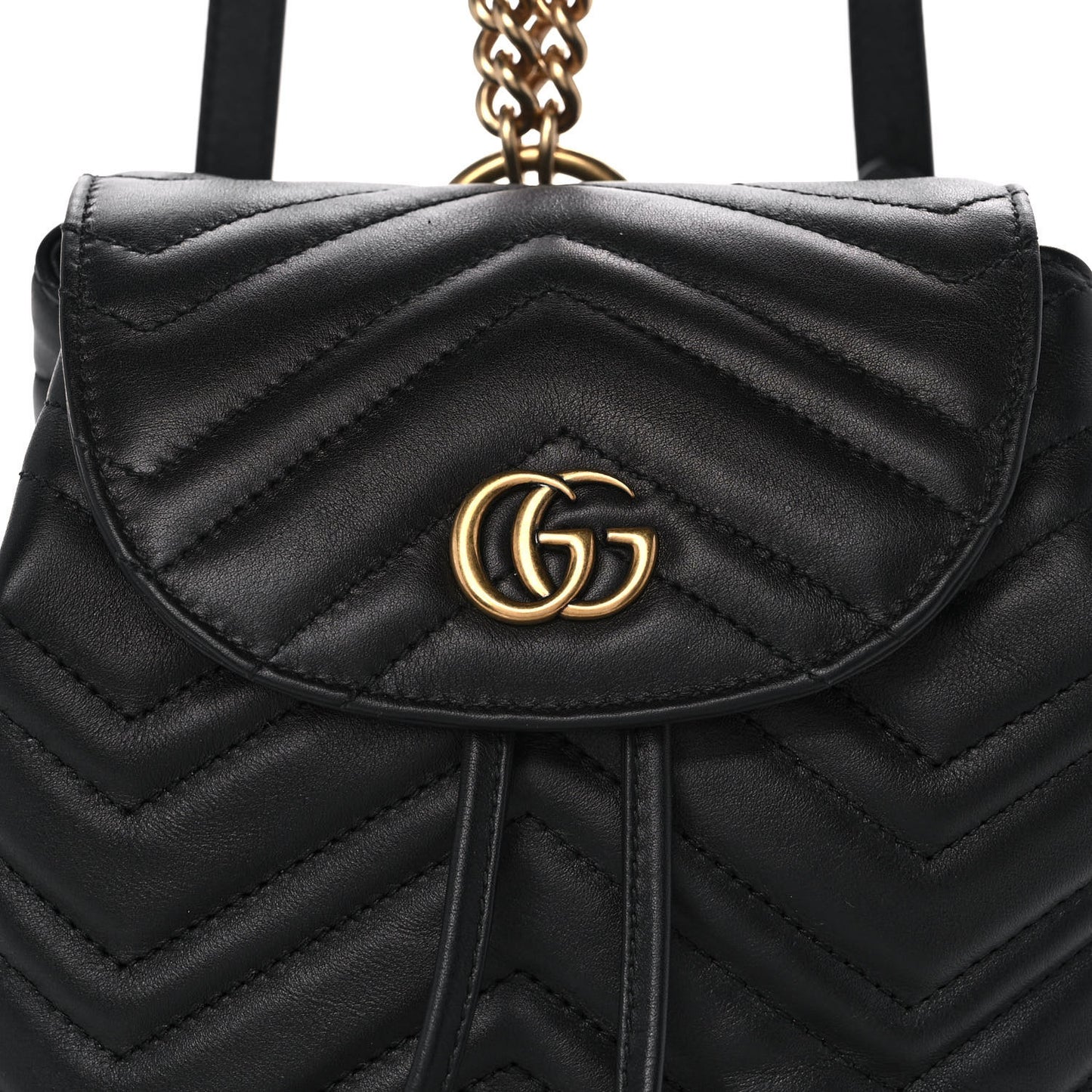 Calfskin Matelasse GG Marmont Flap Backpack Black