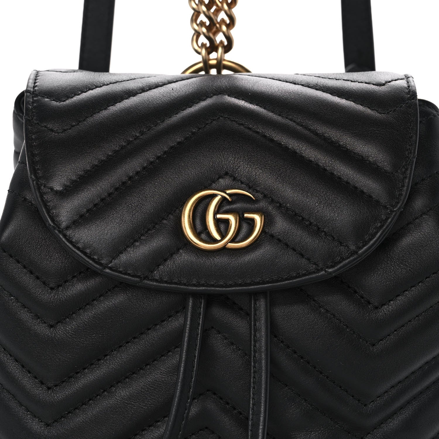 Gucci Calfskin Matelasse GG Marmont Flap Backpack Black 9 of 12