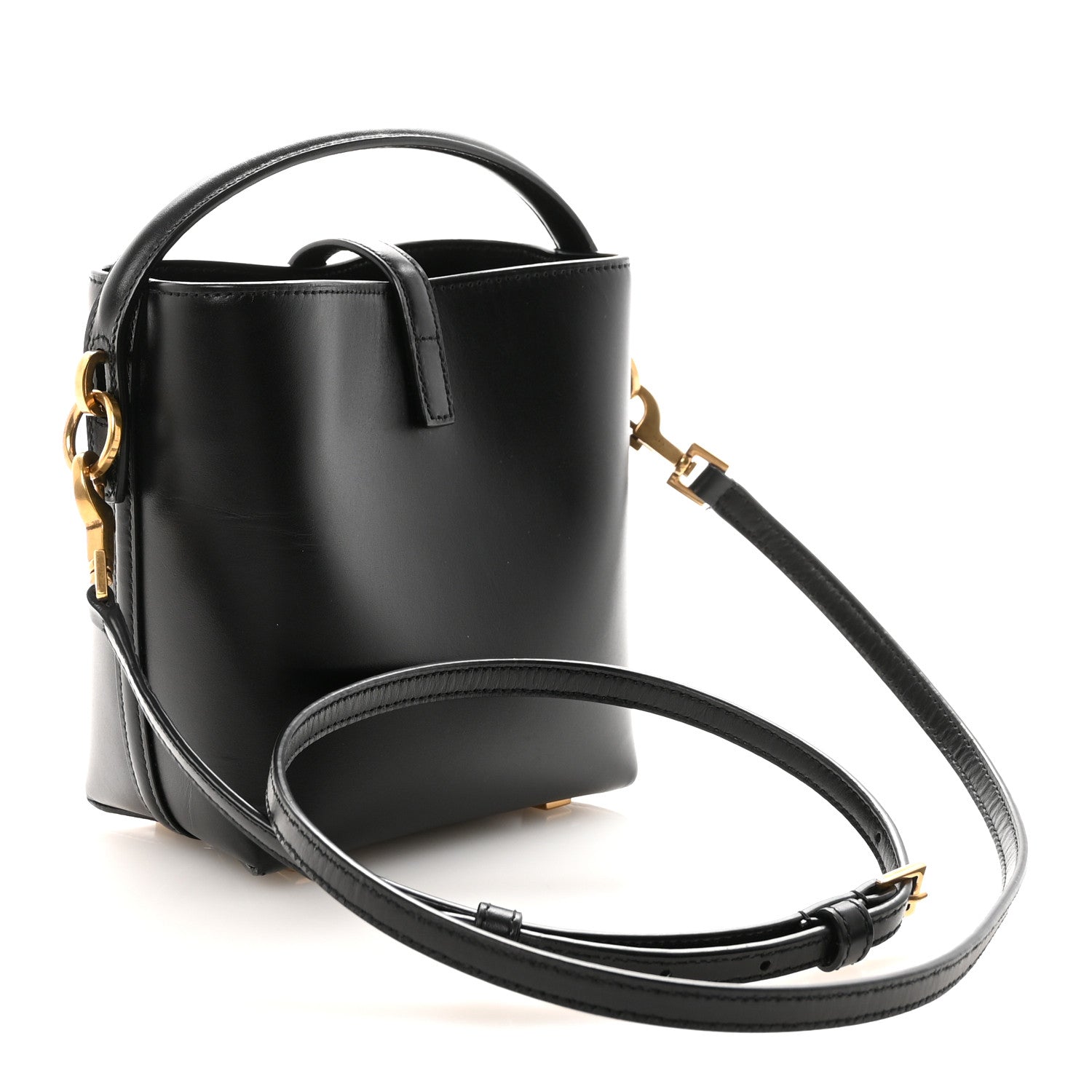 Saint Laurent Shiny Calfskin Le 37 Mini Bucket Bag Black 3 of 9