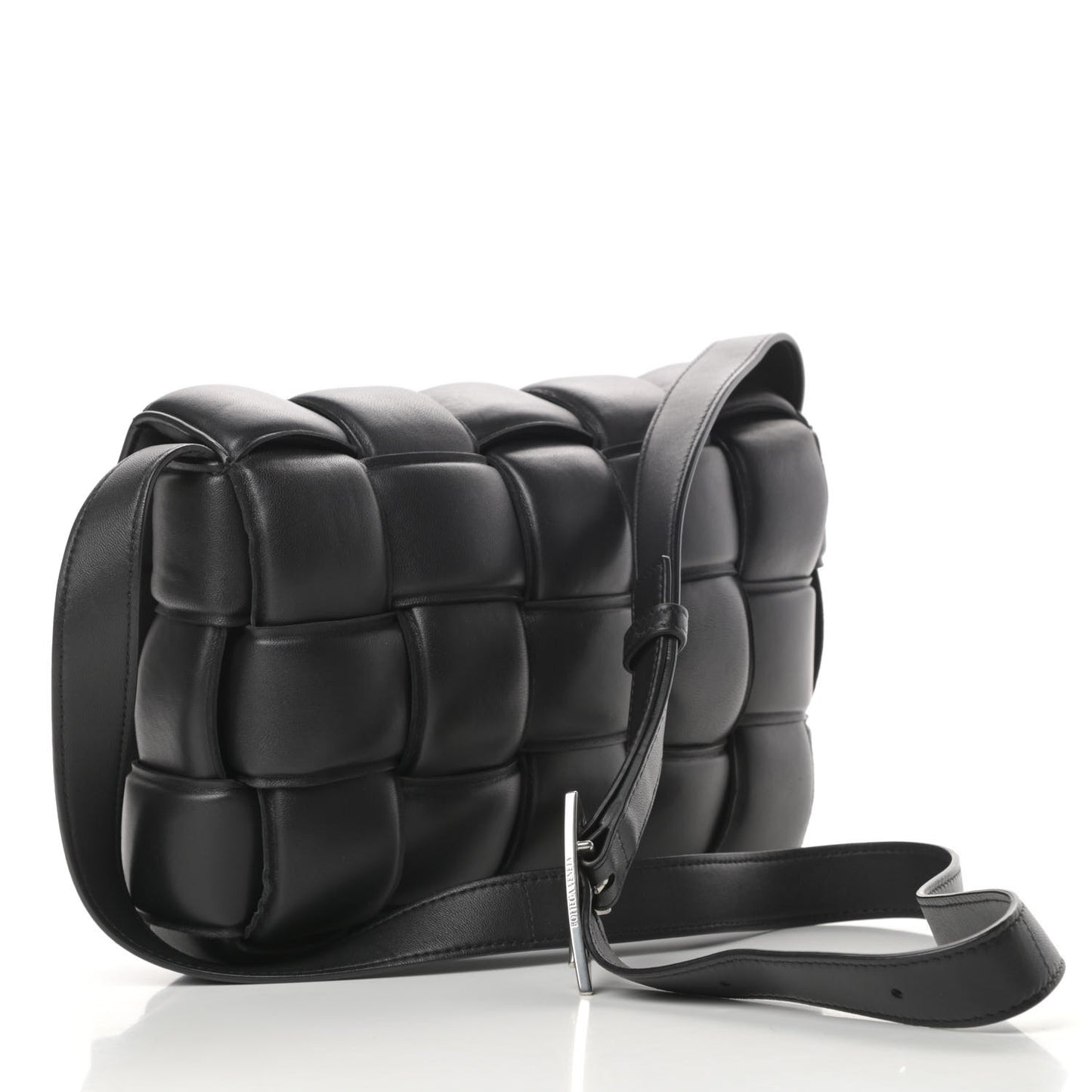 Nappa Maxi Intreccio Padded Cassette Crossbody Bag Black