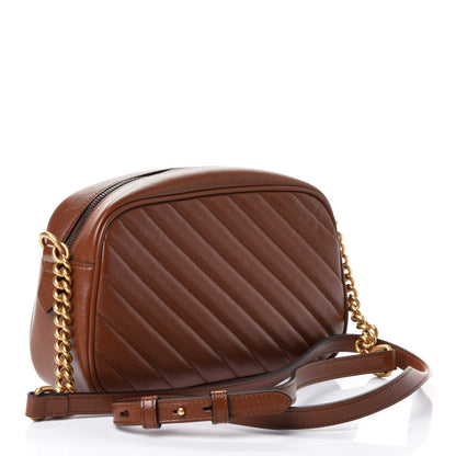 Gucci Glazed Calfskin Matelasse Diagonal Small GG Marmont Chain Shoulder Bag Cuir 2 of 4