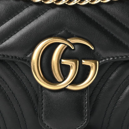 Gucci Calfskin Matelasse Mini GG Marmont Shoulder Bag Black 8 of 9