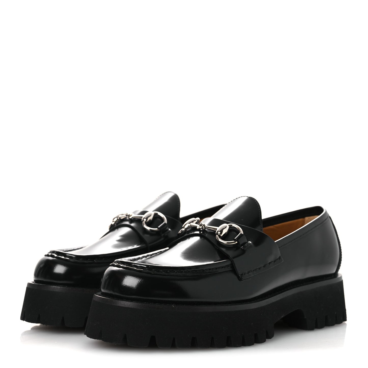 Cordovan Lux Womens Horsebit 45mm Platform Loafers 37.5 Black