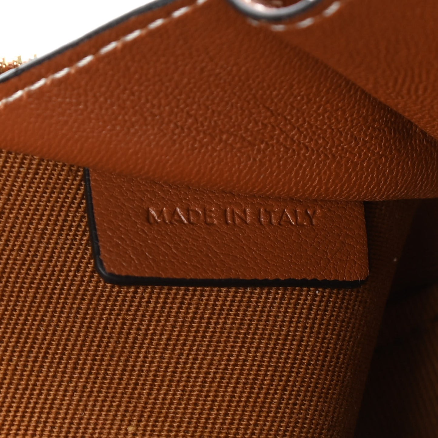Triomphe Canvas Calfskin Mini Clutch on Chain Tan