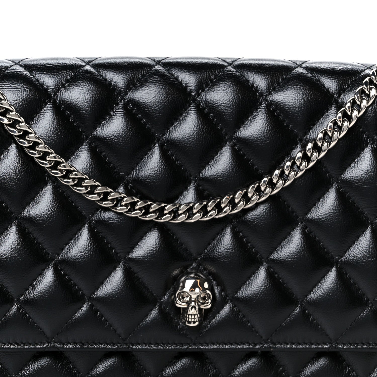 Alexander McQueen Calfskin Quilted Medium Skull Chain Crossbody Bag Black 8 of 10