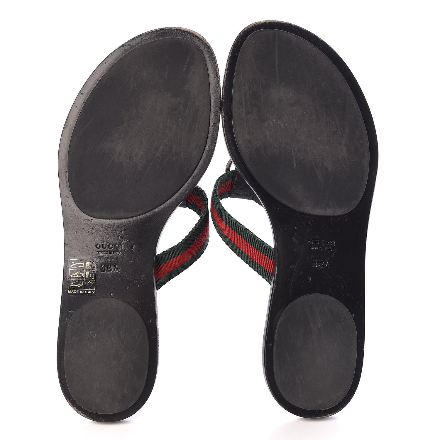 Gucci Nylon Guccissima Web Womens Thong Sandals 38.5 Green Red Black 5 of 11