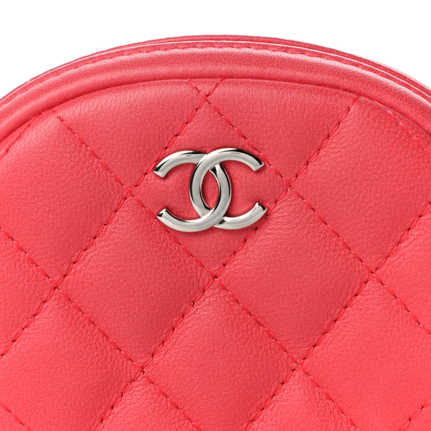 Chanel Lambskin Quilted Zip Around Classic Coin Purse Coral 8 of 10