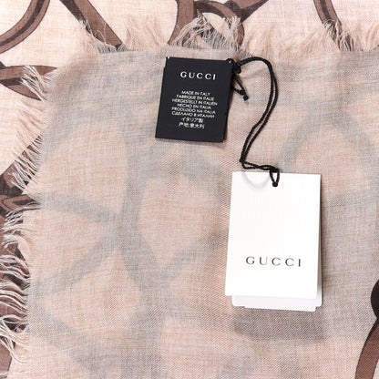Gucci Modal Wool Hildash Square Shawl Beige Dark Brown 3 of 4