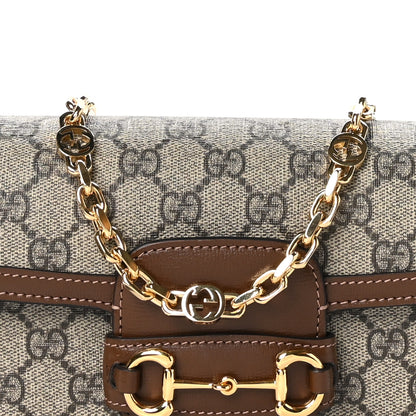 Gucci GG Supreme Monogram Small Horsebit 1955 Chain Shoulder Bag Beige Ebony Brown Sugar 8 of 10