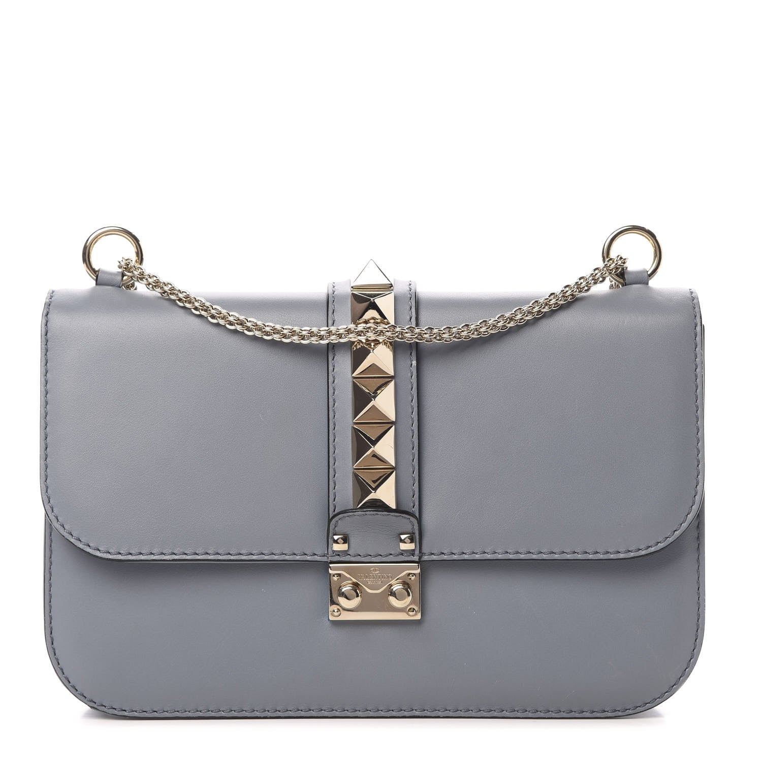 Valentino Garavani Vitello Medium Glam Lock Rockstud Flap Grey 1 of 19