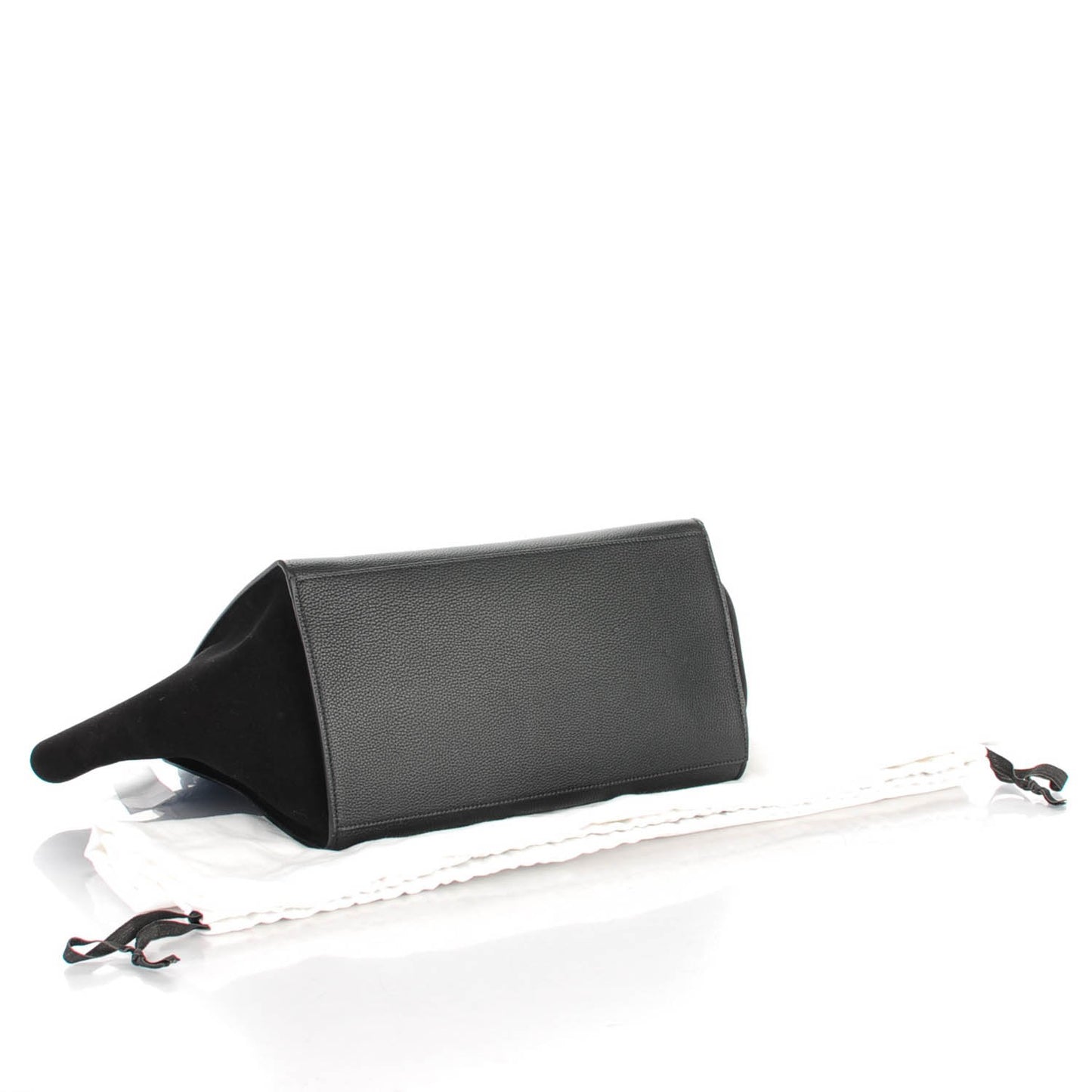 Drummed Calfskin Suede Medium Trapeze Black
