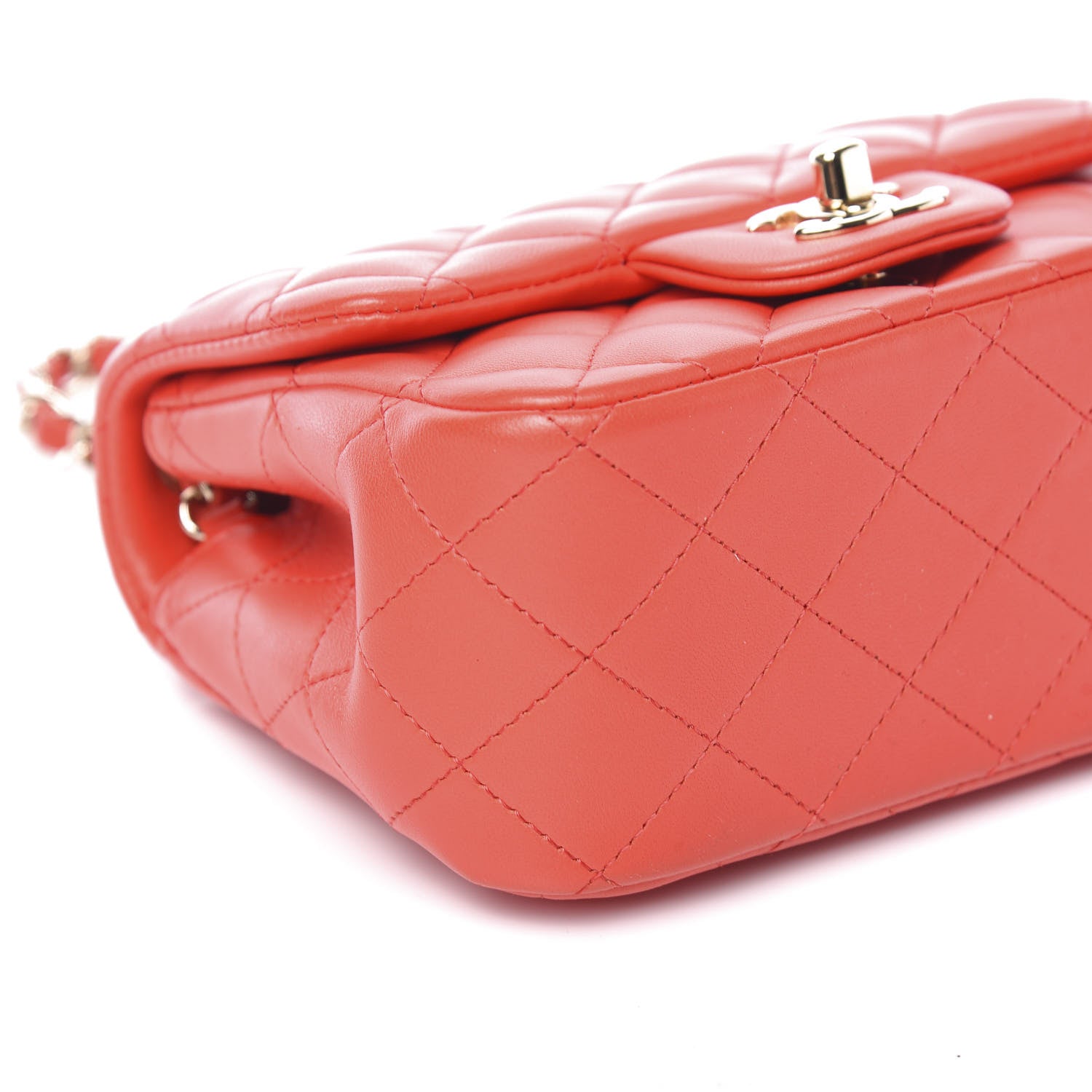 Chanel Lambskin Quilted Mini Square Flap Dark Red 8 of 10