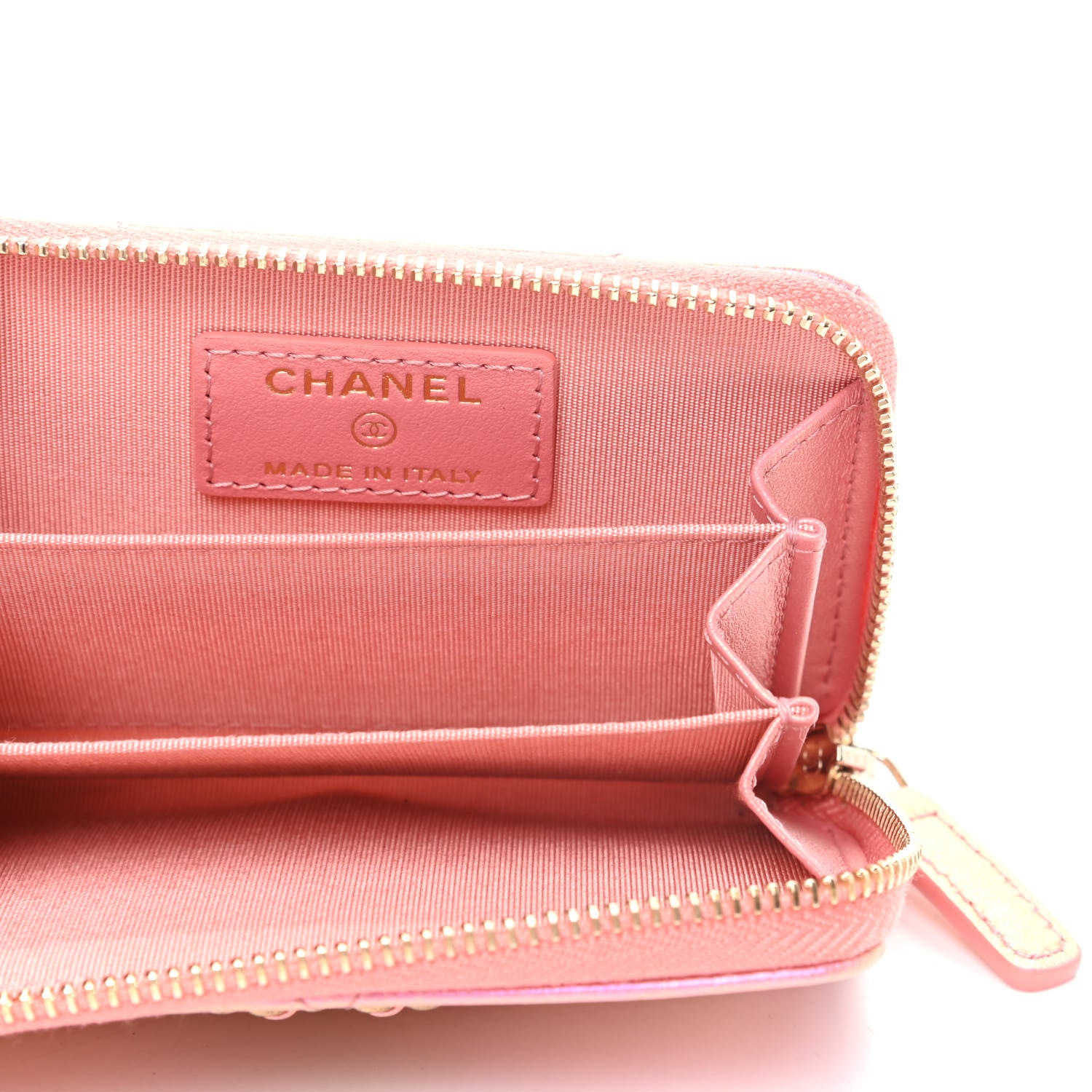 Chanel Iridescent Calfskin Quilted Chanel 19 Zip Around Coin Purse Wallet Pink 5 of 8