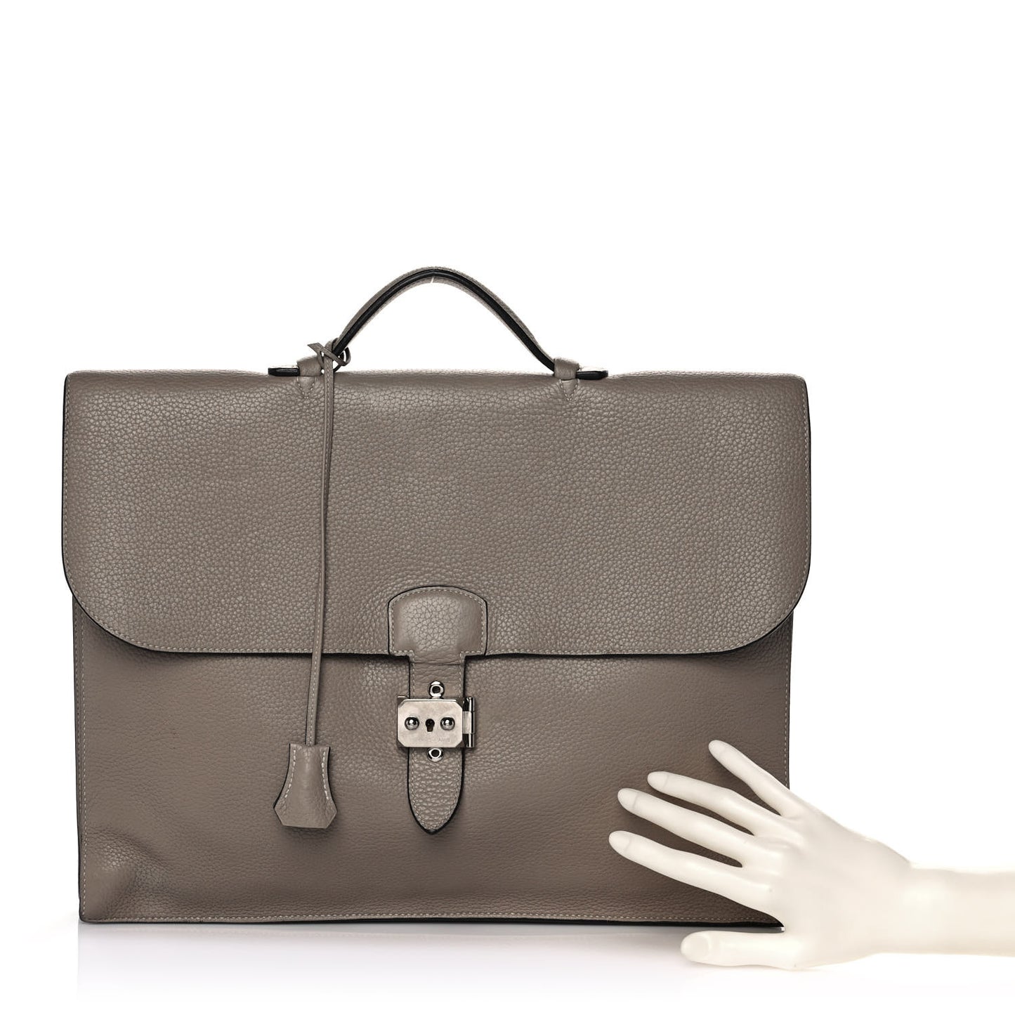 Taurillon Clemence Sac A Depeche 38 Briefcase Gris Tourterelle