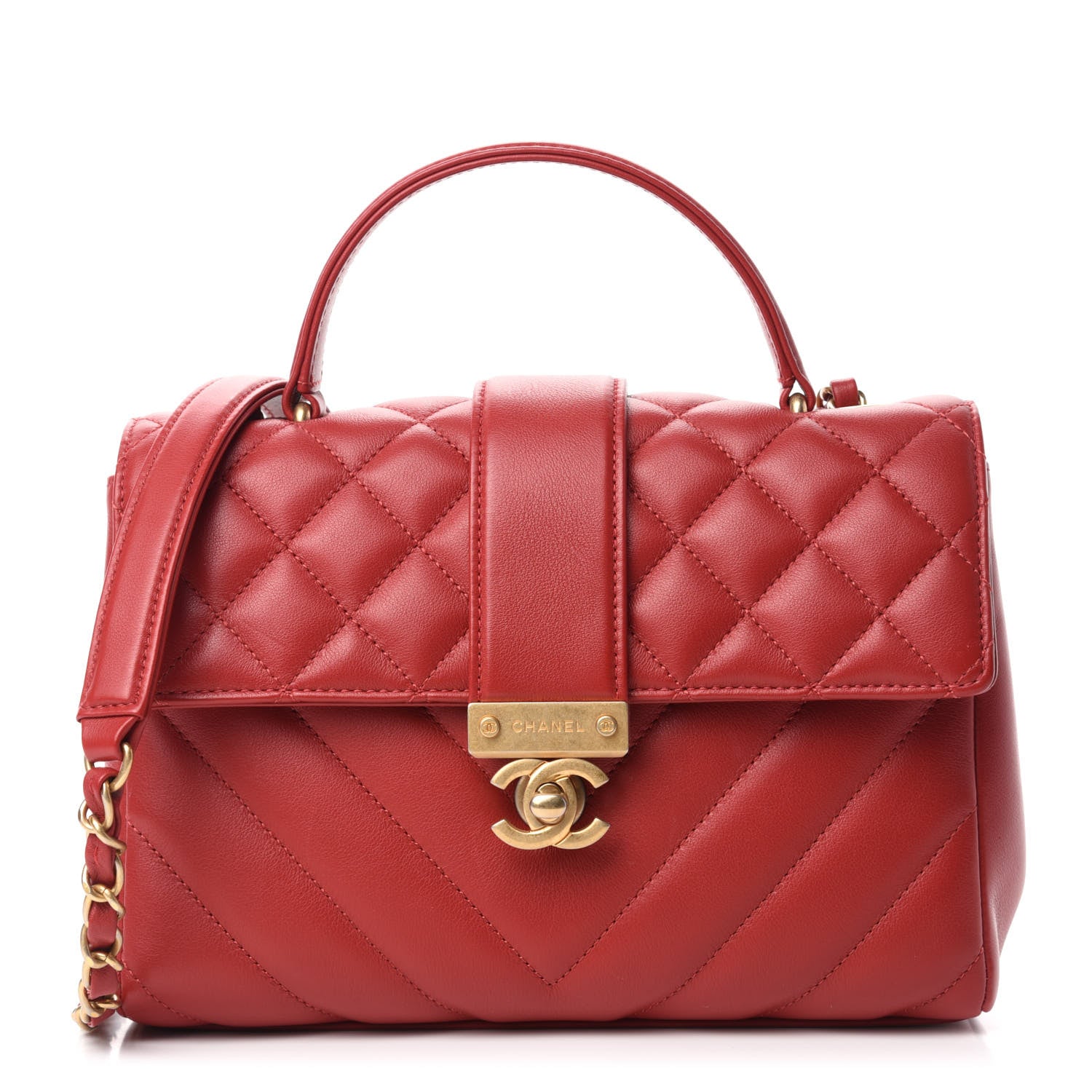 Chanel Calfskin Quilted Chevron In The City Bag Red 1 of 11