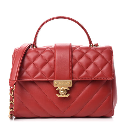 Chanel Calfskin Quilted Chevron In The City Bag Red 1 of 11