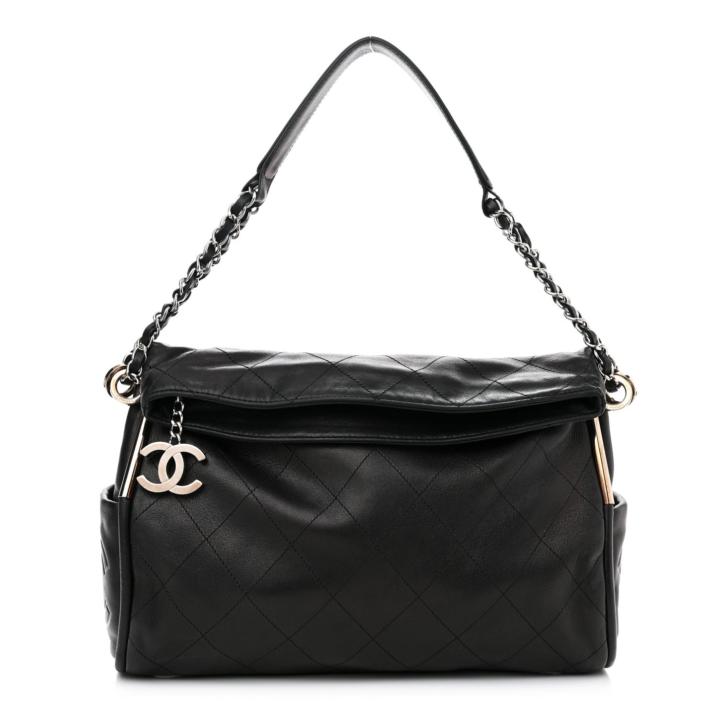Lambskin Stitched Medium Ultimate Soft Tote Black