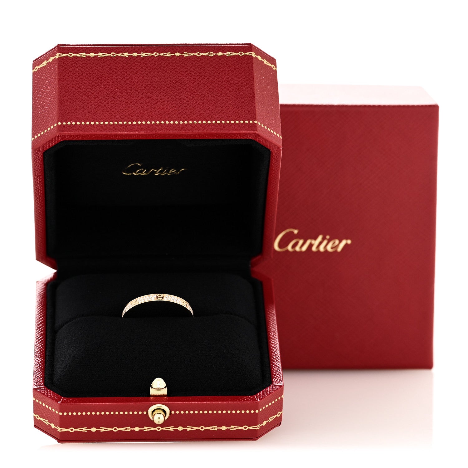 Cartier 18K Yellow Gold Diamond 2.6mm LOVE Paved Band Ring 62 10 5 of 5