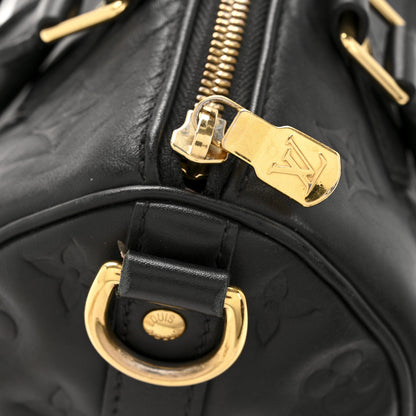 Louis Vuitton Lambskin Embossed Monogram Speedy 22 Bandouliere Black 11 of 12