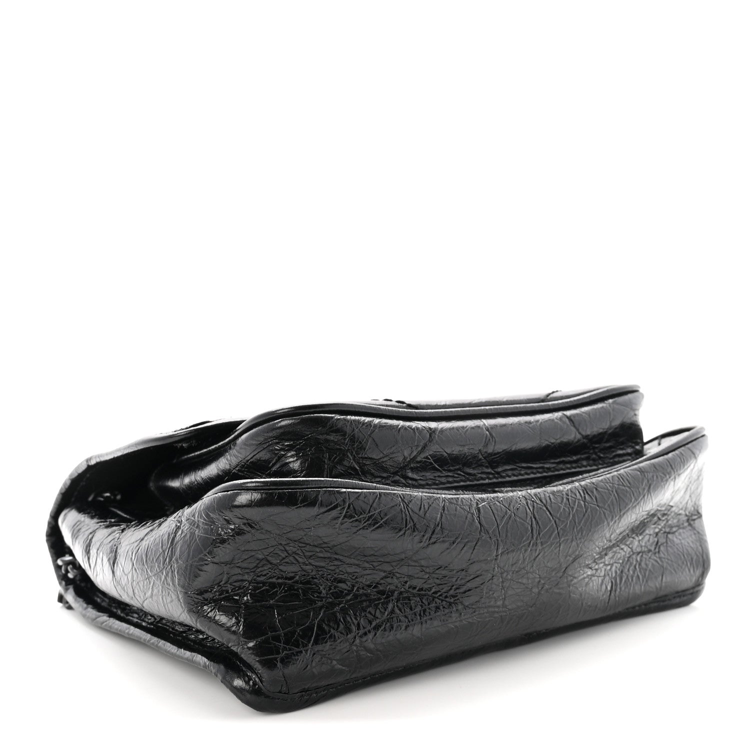 Saint Laurent Crinkled Calfskin Matelasse Monogram Baby Niki Chain Satchel Black 4 of 10