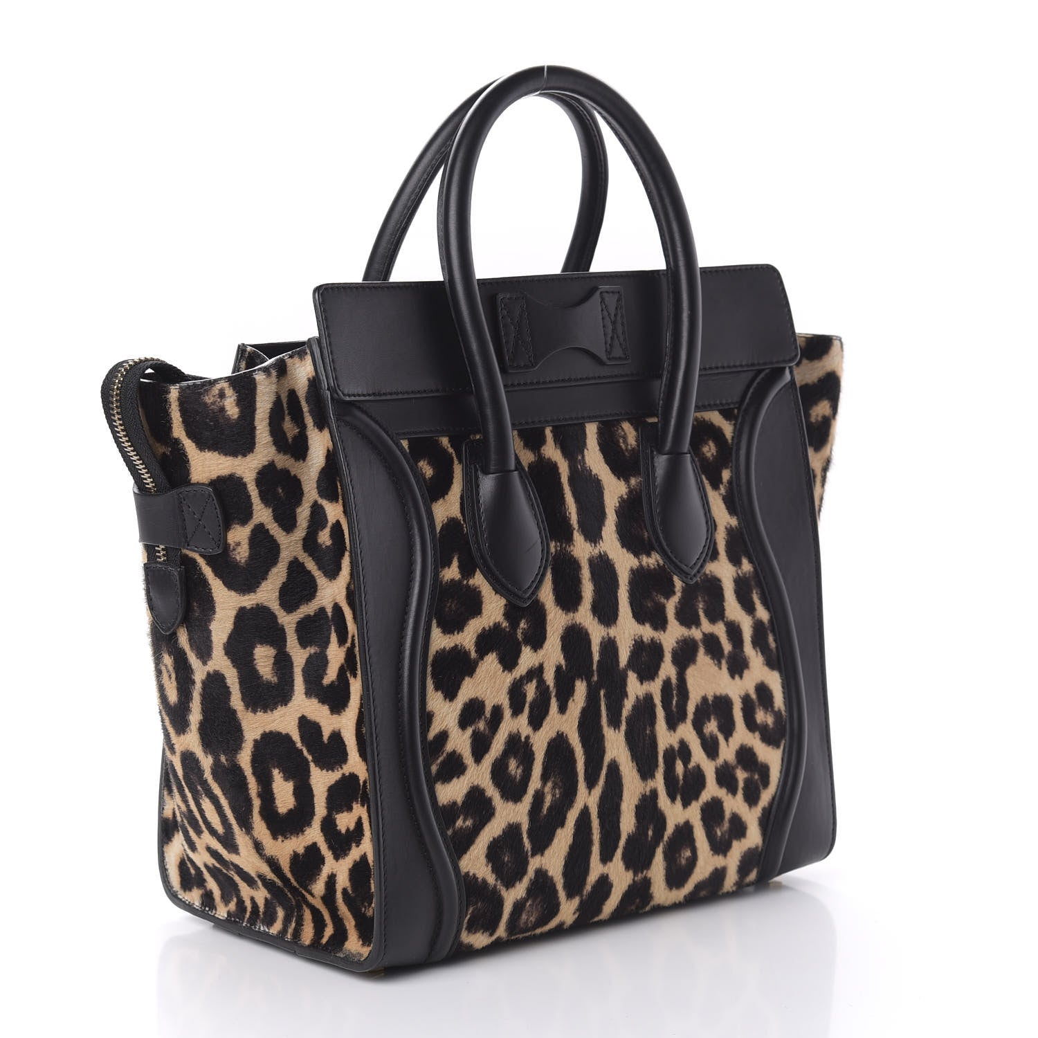 Celine Leopard Pony Hair Mini Luggage Brown 3 of 9