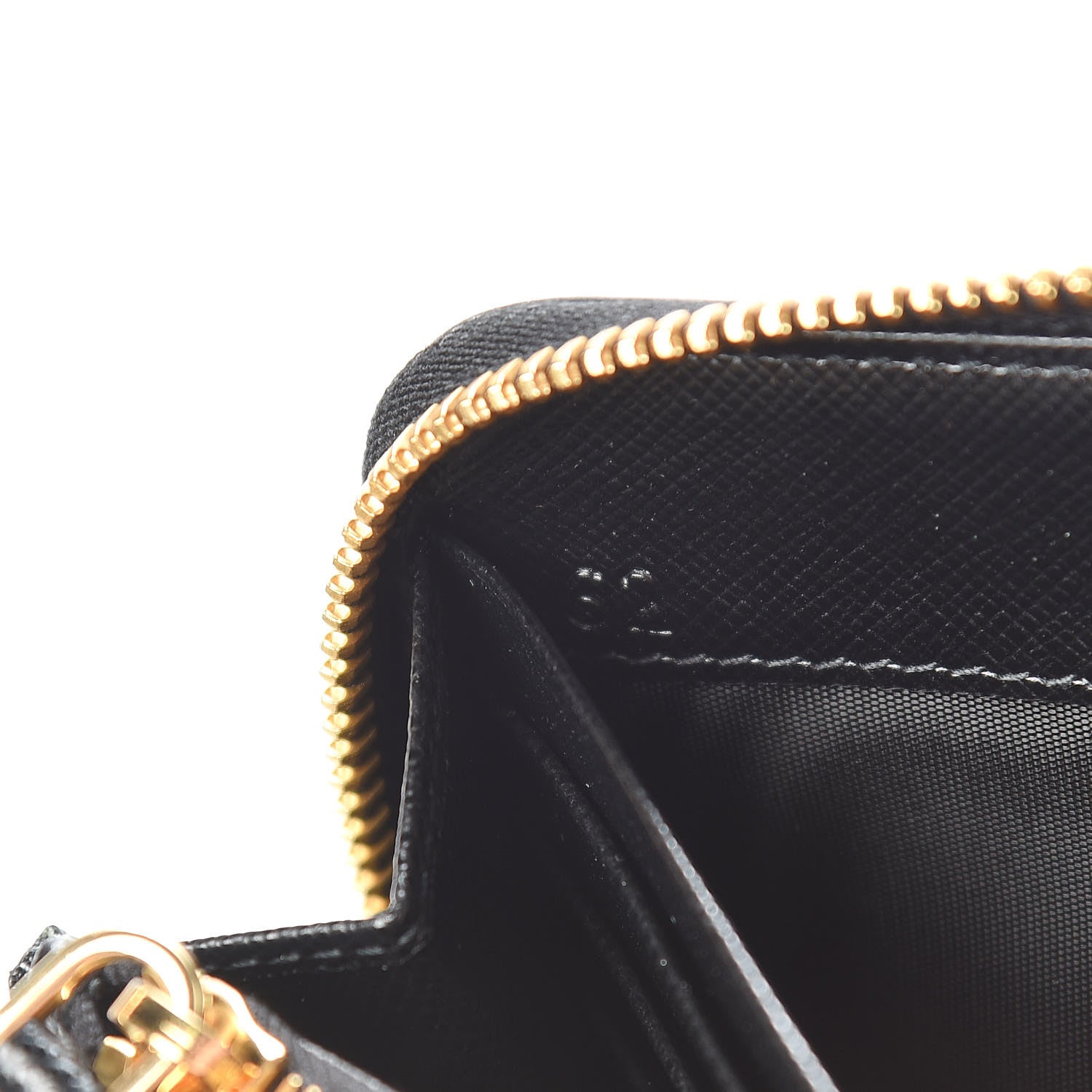 Prada Saffiano Shine Monochrome Zip Around Wallet Black 7 of 9