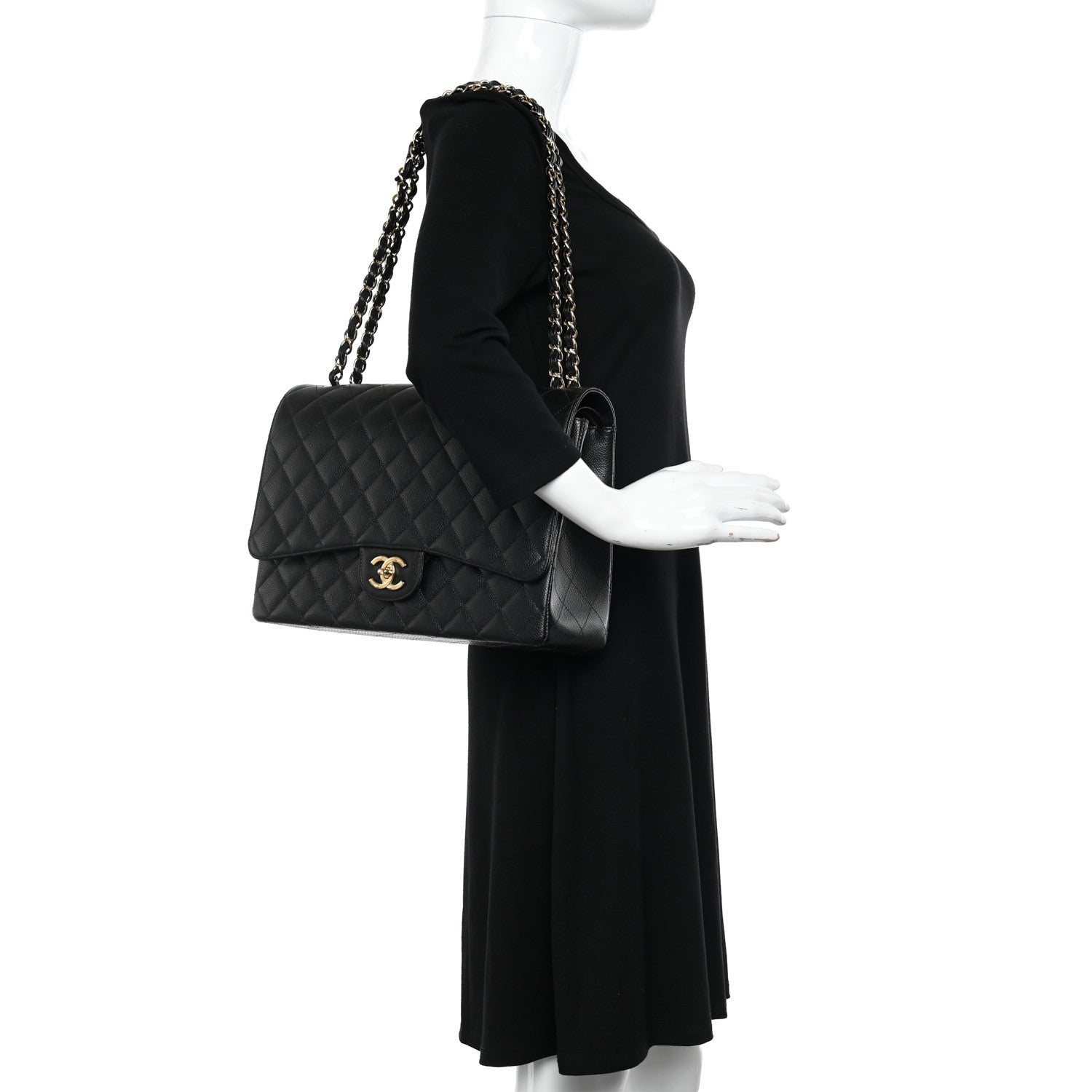 Chanel Caviar Quilted Maxi Double Flap Black 2 of 10