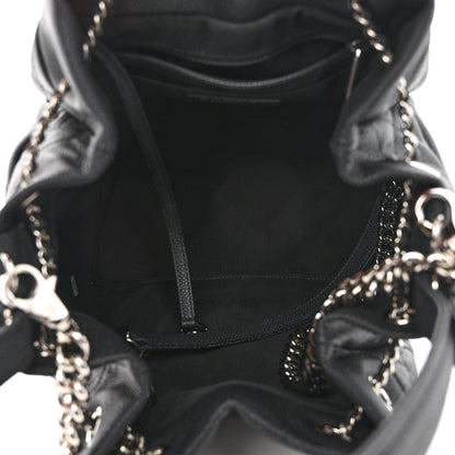 Chanel Caviar Flat Quilted CC Chain Bucket Drawstring Bag Black 5 of 9