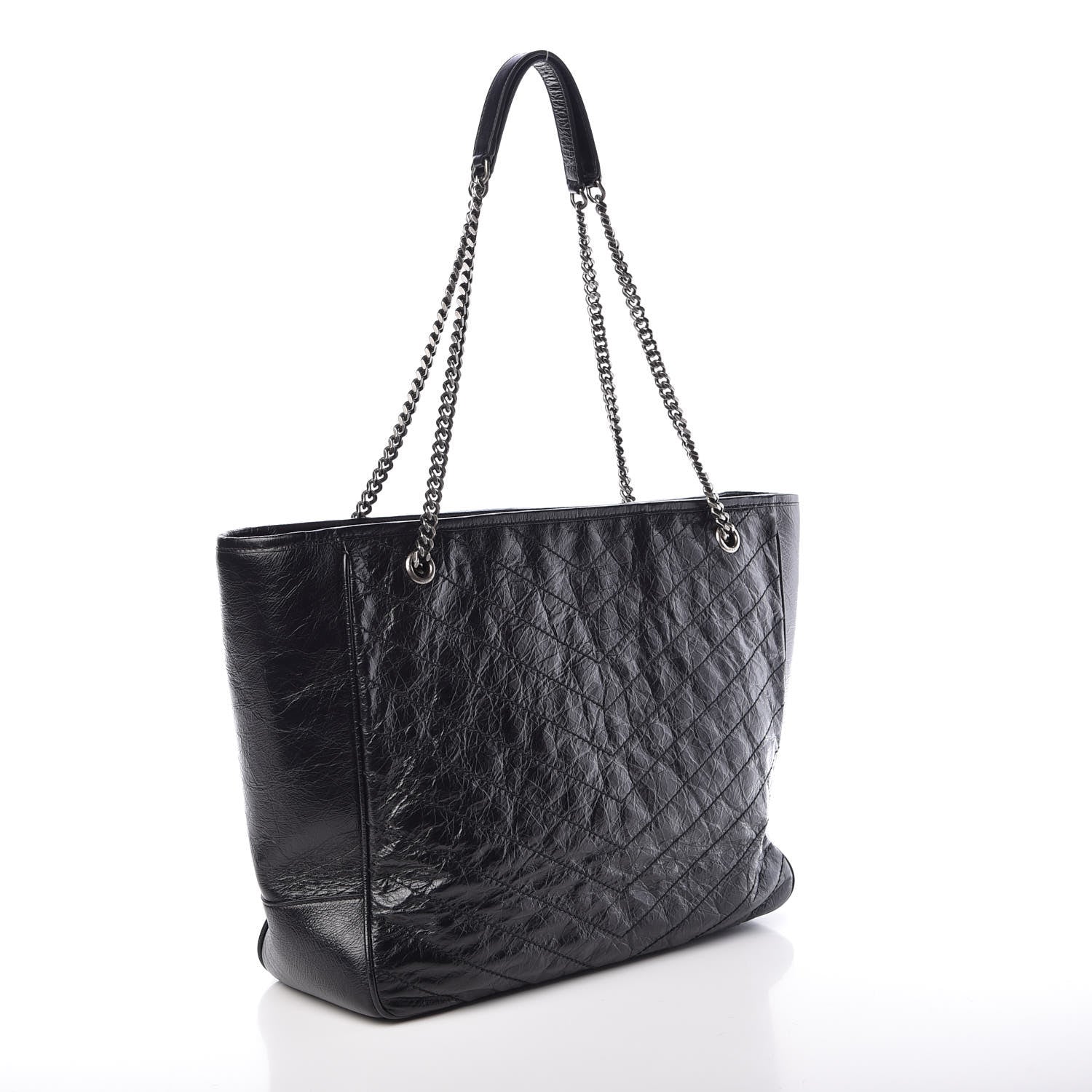 Saint Laurent Crinkled Calfskin Matelasse Monogram Large Niki Shopping Tote Bag Black 3 of 7