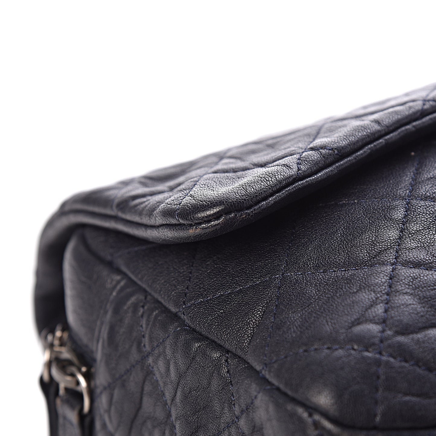 Sheepskin Quilted Jumbo Easy Flap Navy Blue