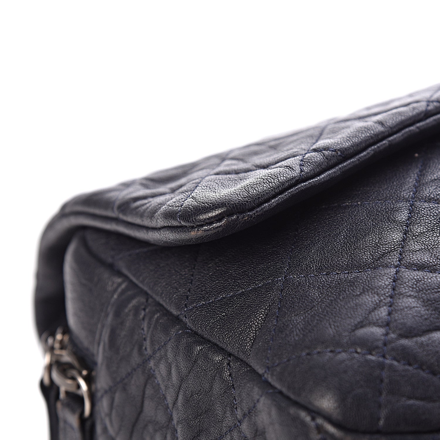 Chanel Sheepskin Quilted Jumbo Easy Flap Navy Blue 16 of 18