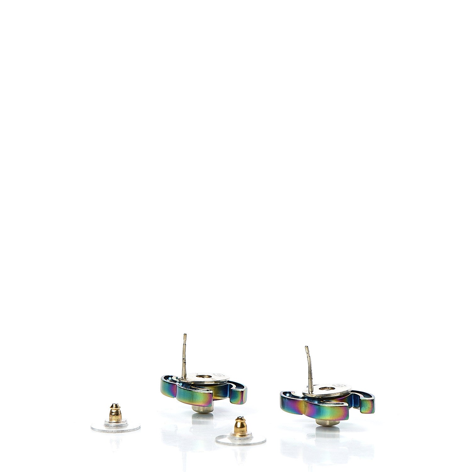 Chanel CC Turnlock Interchangeable Earrings Gold Iridescent 4 of 7
