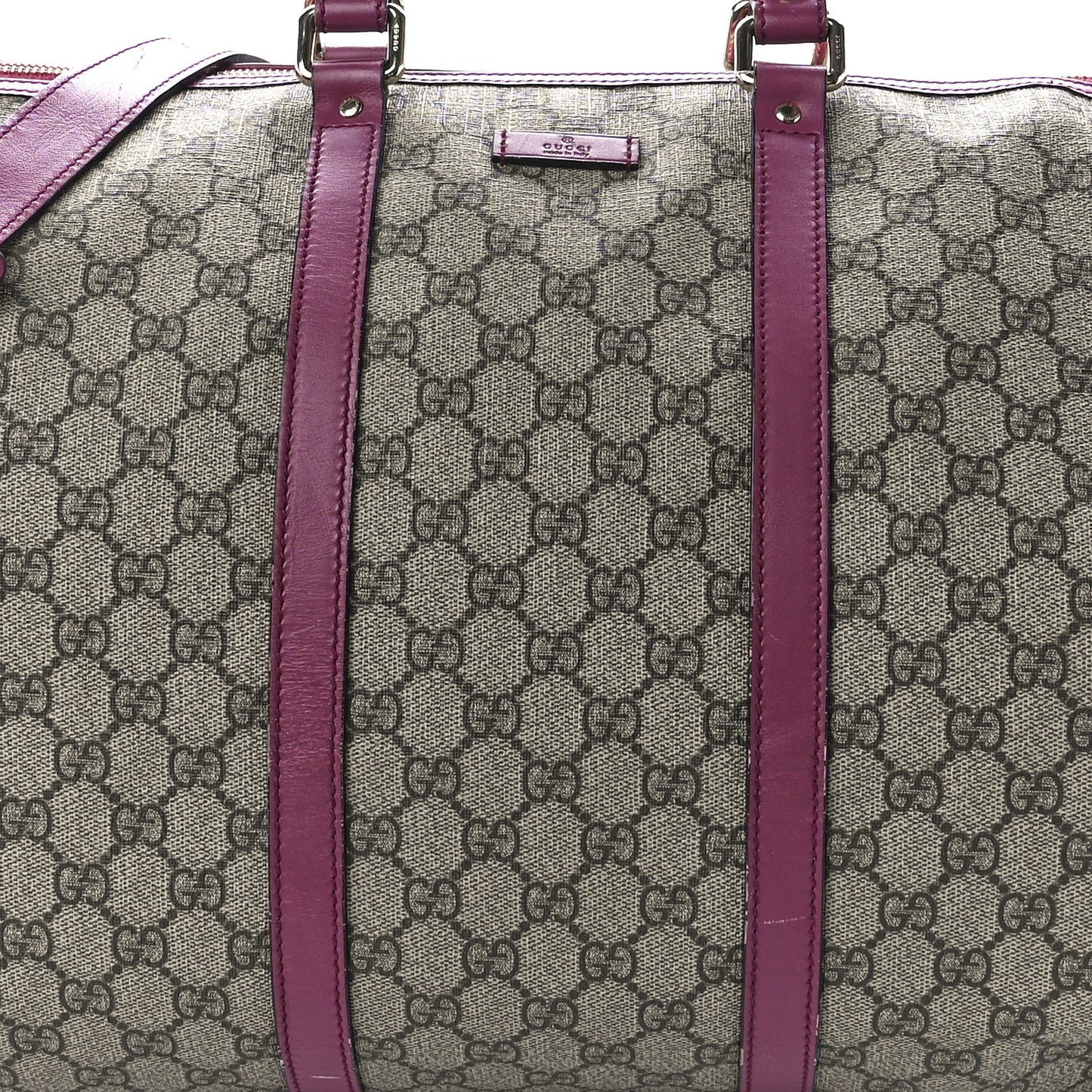 GG Supreme Monogram Selleria Calfskin Medium Carry On Duffle Bag Beige Ebony Peonia Flower
