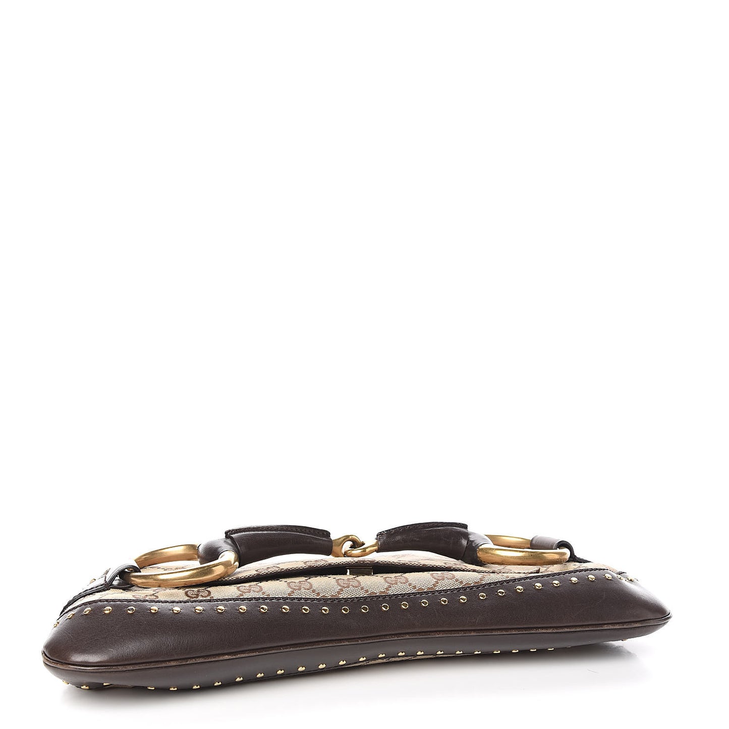 Monogram Studded Large Horsebit Clutch Dark Brown