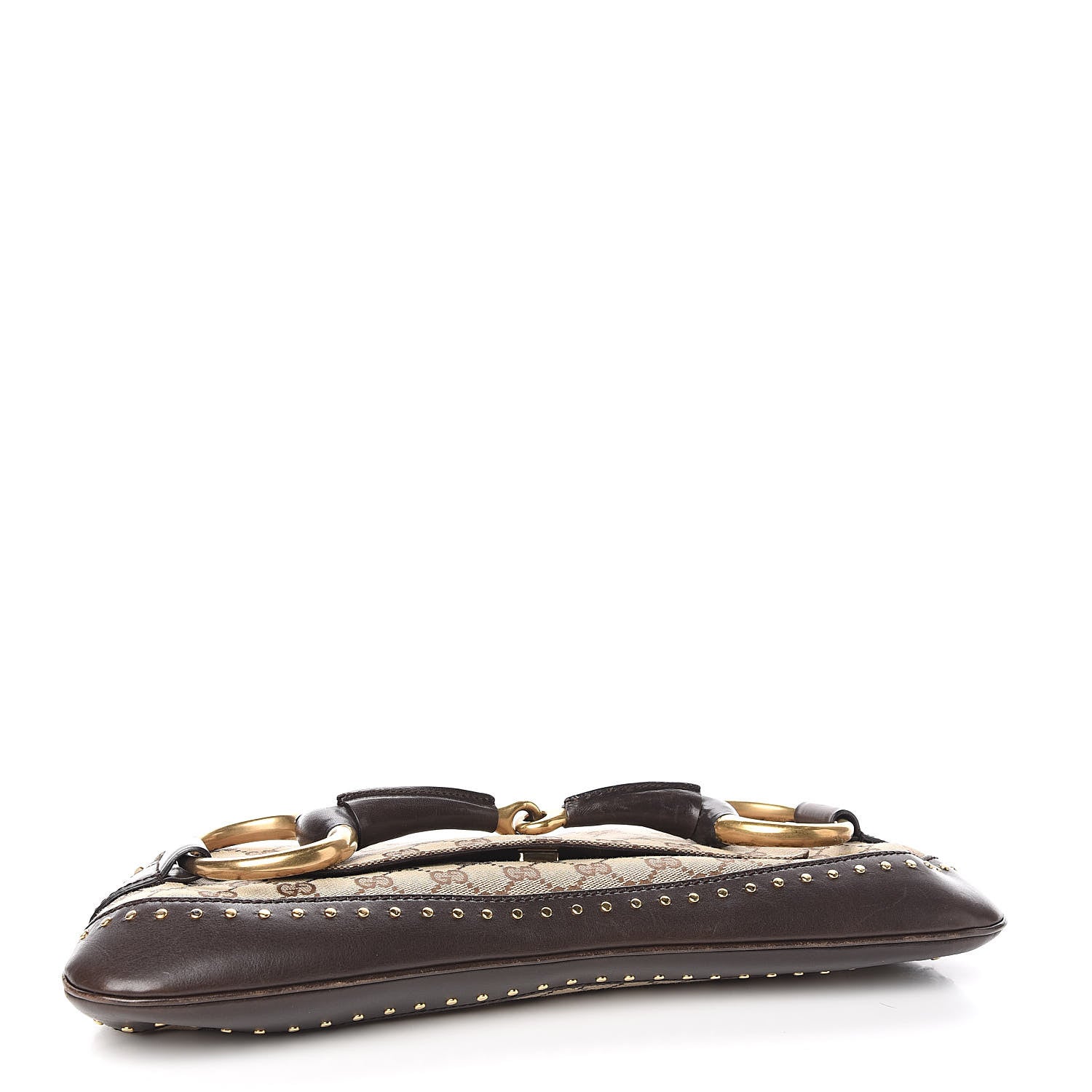 Gucci Monogram Studded Large Horsebit Clutch Dark Brown 4 of 12