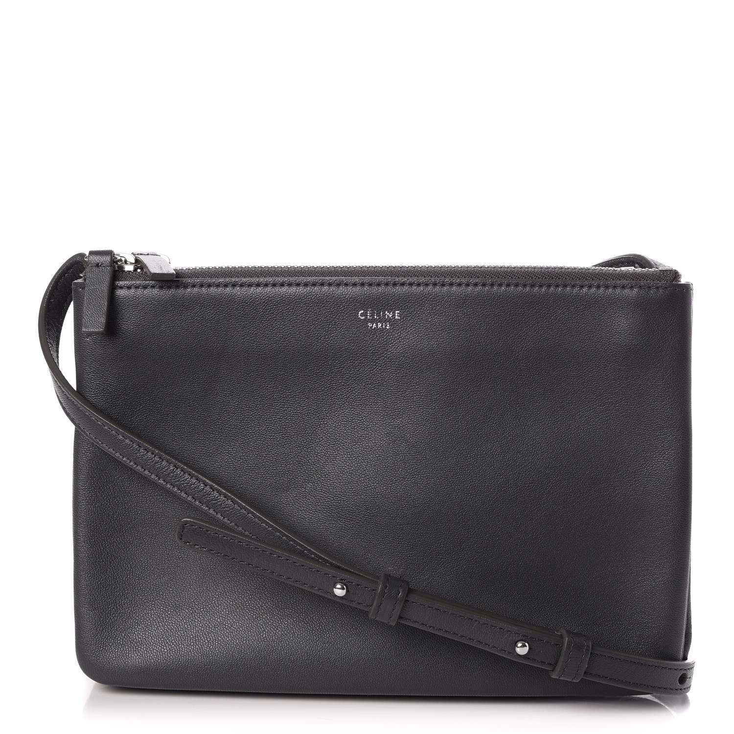 Celine Lambskin Small Trio Crossbody Bag Anthracite 1 of 9