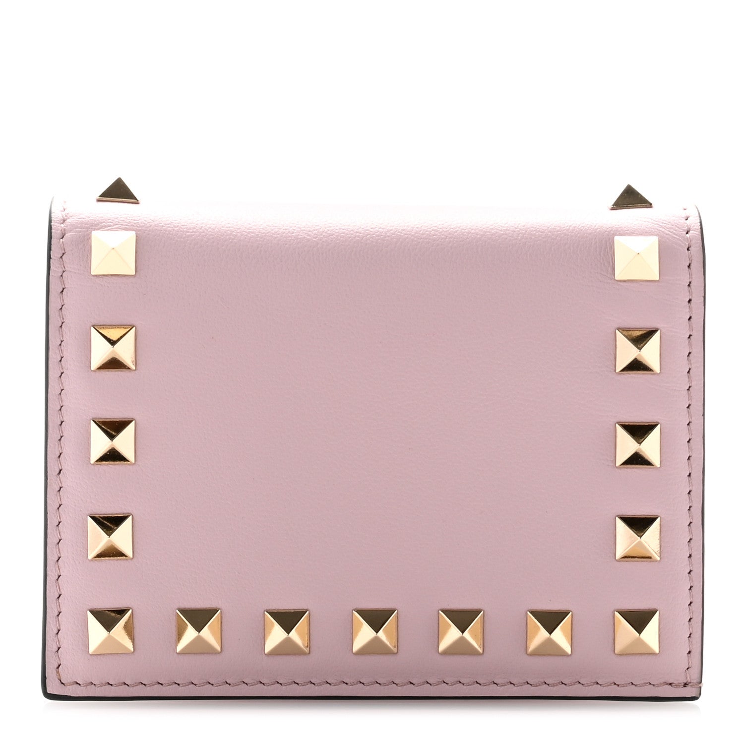 Valentino Garavani Calfskin Rockstud French Flap Wallet Water lilies 1 of 7