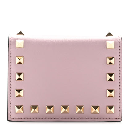 Valentino Garavani Calfskin Rockstud French Flap Wallet Water lilies 1 of 7