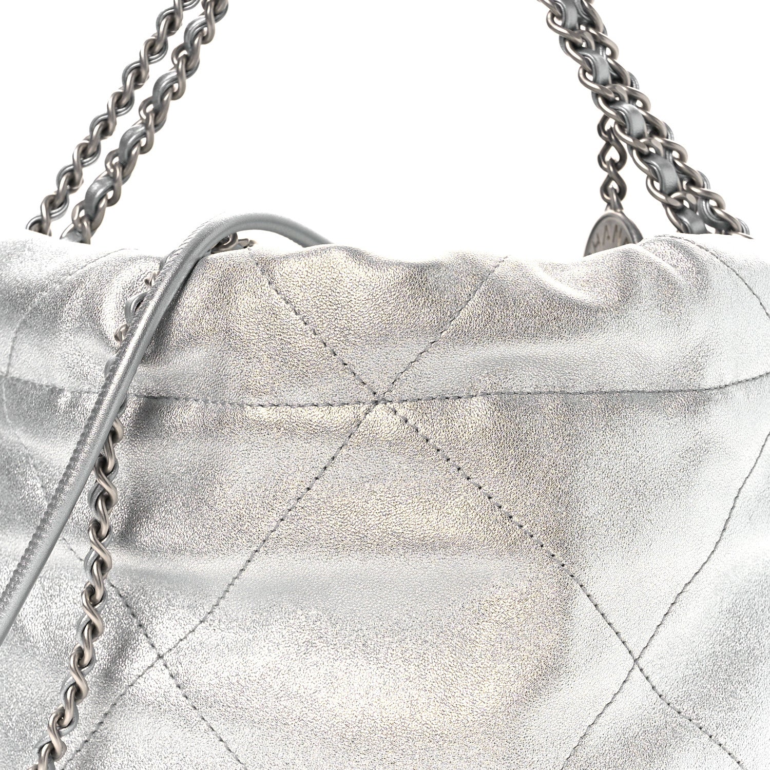 Chanel Metallic Lambskin Quilted Mini Chanel 22 Silvery 8 of 10