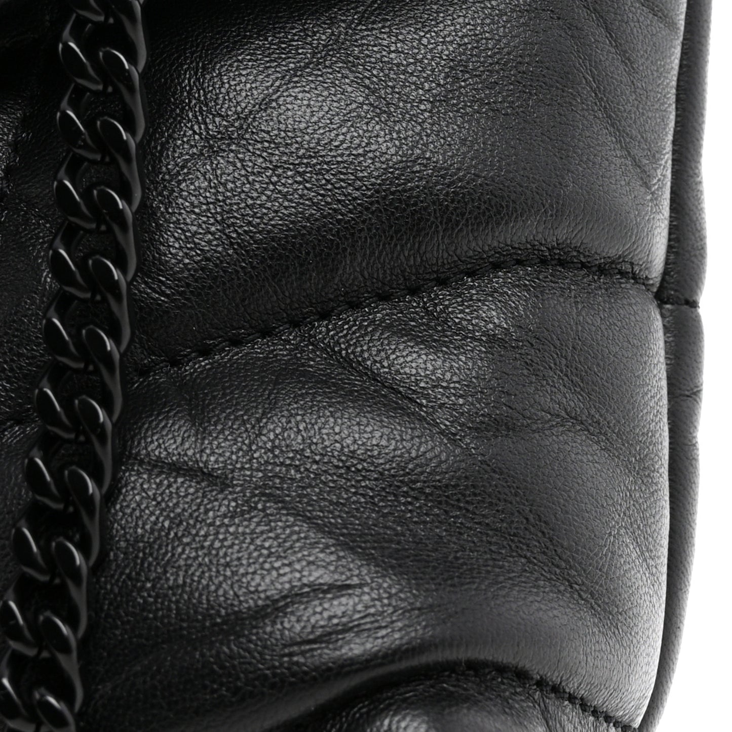Calfskin Quilted Toy Loulou Puffer Monogram Monochrome Chain Satchel Black