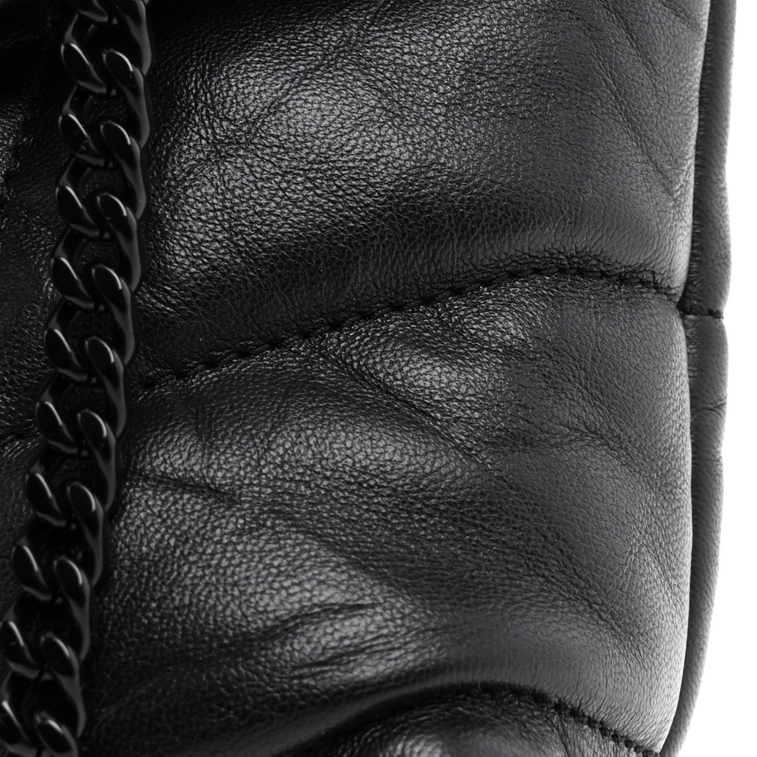 Saint Laurent Calfskin Quilted Toy Loulou Puffer Monogram Monochrome Chain Satchel Black 12 of 12