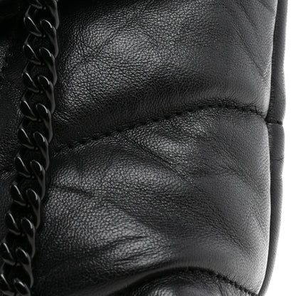 Saint Laurent Calfskin Quilted Toy Loulou Puffer Monogram Monochrome Chain Satchel Black 12 of 12