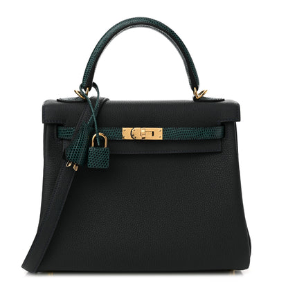 Hermes Togo Lizard Kelly Retourne Touch 25 Vert Rousseau Vert Cypress 1 of 12