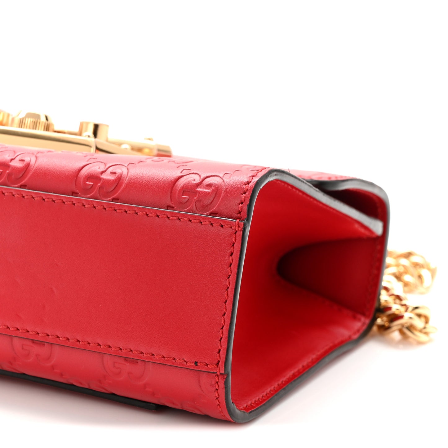 Guccissima Small Padlock Shoulder Bag Hibiscus Red