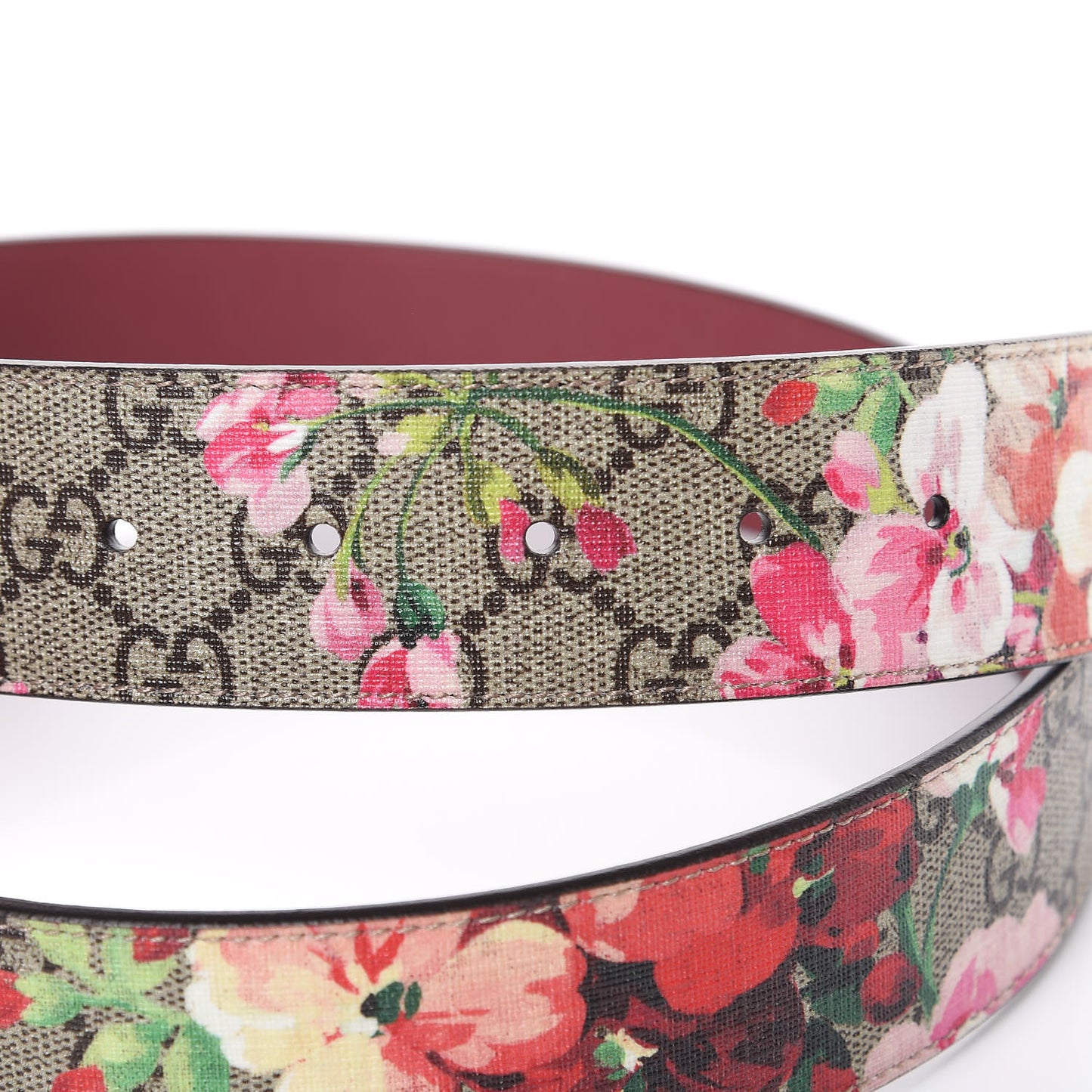 GG Plus Monogram Blooms Plaque Belt 80 32 Beige Multicolor Dry Rose