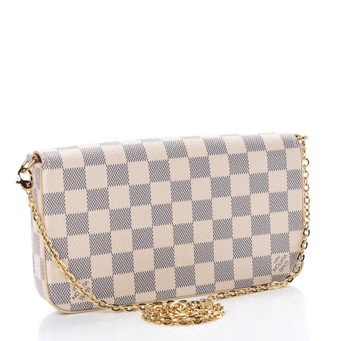 Damier Azur Pochette Felicie Chain Wallet Rose Ballerine