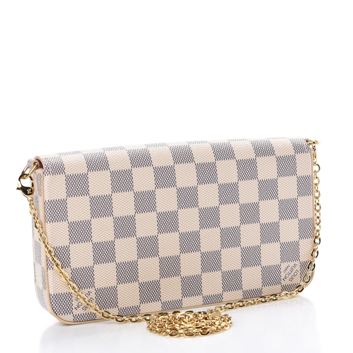 Louis Vuitton Damier Azur Pochette Felicie Chain Wallet Rose Ballerine 3 of 13