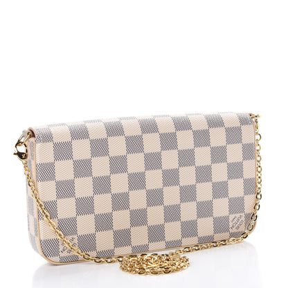Louis Vuitton Damier Azur Pochette Felicie Chain Wallet Rose Ballerine 3 of 13