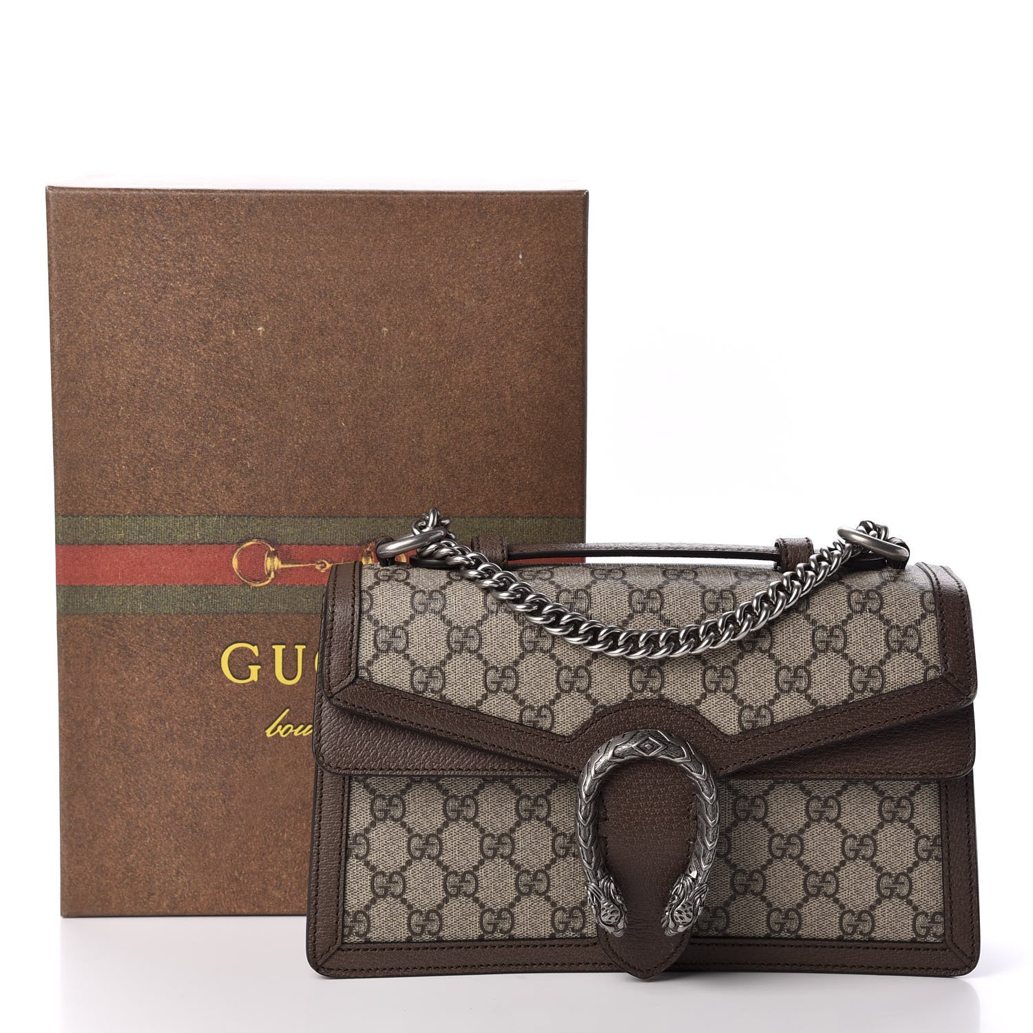 Gucci GG Supreme Monogram Textured Dollar Calfskin Top Handle Dionysus Shoulder Bag Beige Ebony New Acero 11 of 11
